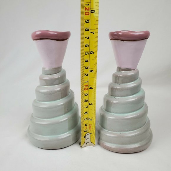 2 Butter and Toast Pottery Vintage Candlesticks Ho - Picture 2 of 11